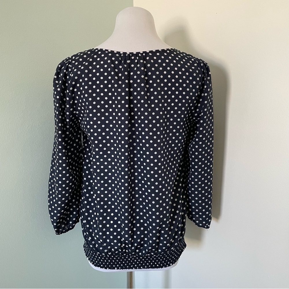 The Limited Women’s Polka Dot 3/4 Sleeve Blouse Navy & White Size S - Picture 8 of 12